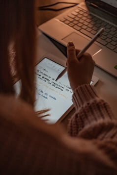 Student using online tutoring platform on tablet